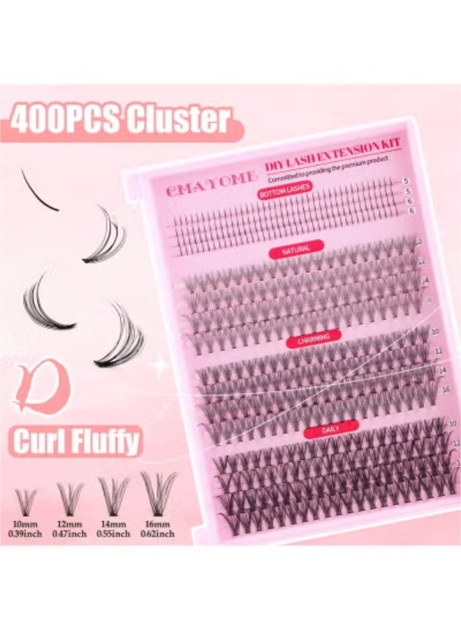 Lash Clusters Kit - 484Pcs Individual Eyelashes Multi-type Mixed Natural Bottom Lashes, Volume Lashes,7D Spikes Fans, 20D Clusters Eyelash Extension Kit - Image 5