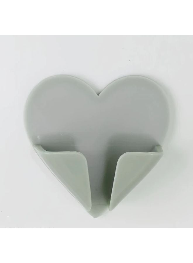 حامل مأخذ التيار الكهربائي الجداري على شكل قلب رمادي بلون رمادي مع منظّم كابلات قوي اللاصق - Image 1