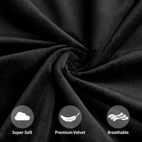 GriNeed Throw Pillow Covers Decorative Velvet Set of 2 18x18 Inch Pillow Covers, Soft Black Pillowcases for Couch Sofa Bed Living Room, Farmhouse Home Boho Decor, Square Accent Cushion Covers - Image 5
