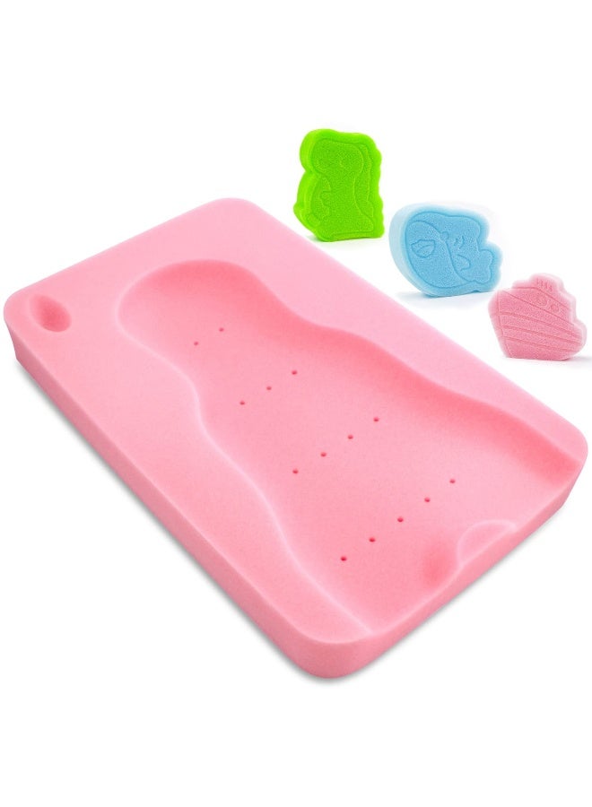 HALLO Baby Bath Sponge Soft Infant Bath Mat Newborn Cushion Odor Free (Pink) - Image 1