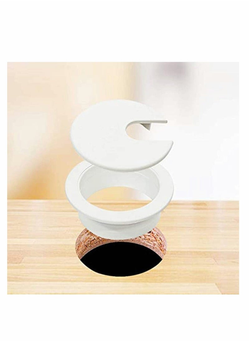 6pcs Desk Grommet 1-3/8 inch Table Plastic Wire Cord Cable Grommets Hole Cover, for Office and Home PC Desk Cable Cord Management Organizer (White) - Image 4