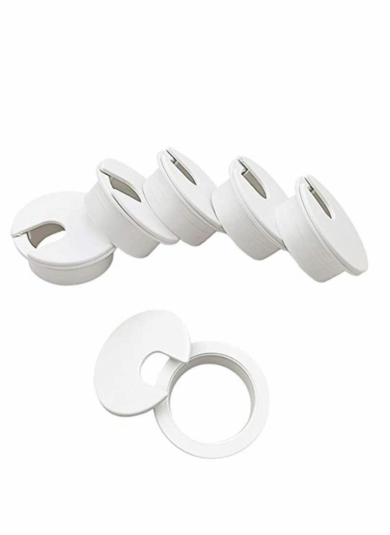 6pcs Desk Grommet 1-3/8 inch Table Plastic Wire Cord Cable Grommets Hole Cover, for Office and Home PC Desk Cable Cord Management Organizer (White) - Image 1