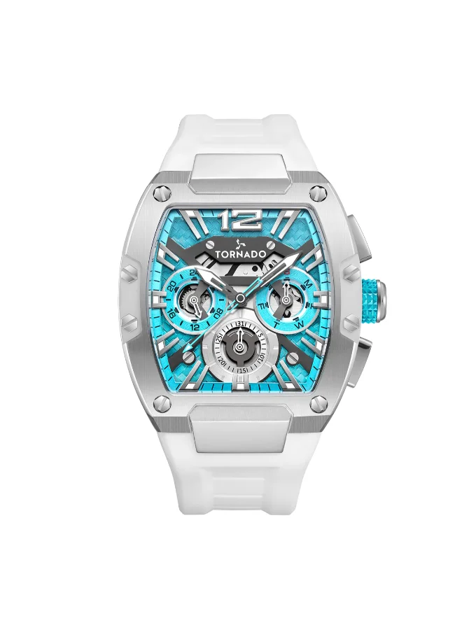 تورنيدو Men's Silicone Analog Watch T23105-SSWL - 43 mm