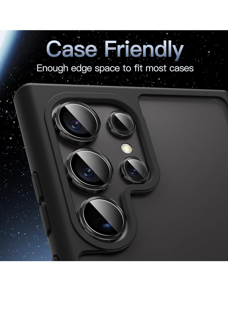 Raxoom Camera Lens Protector for Samsung Galaxy S24 Ultra, 9H Tempered Glass Metal Individual Ring Cover, Easy Installation Tray, HD Clear, 1 Set (Black) - Image 5