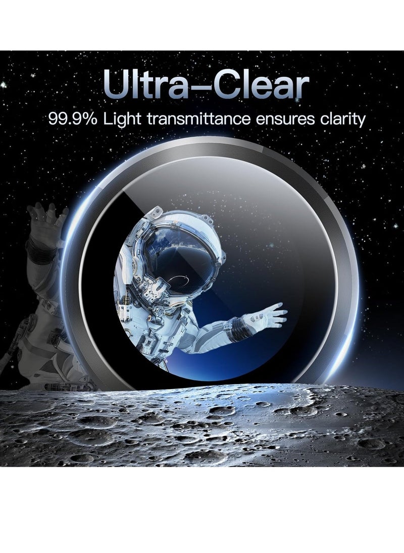 Raxoom Camera Lens Protector for Samsung Galaxy S24 Ultra, 9H Tempered Glass Metal Individual Ring Cover, Easy Installation Tray, HD Clear, 1 Set (Black) - Image 3