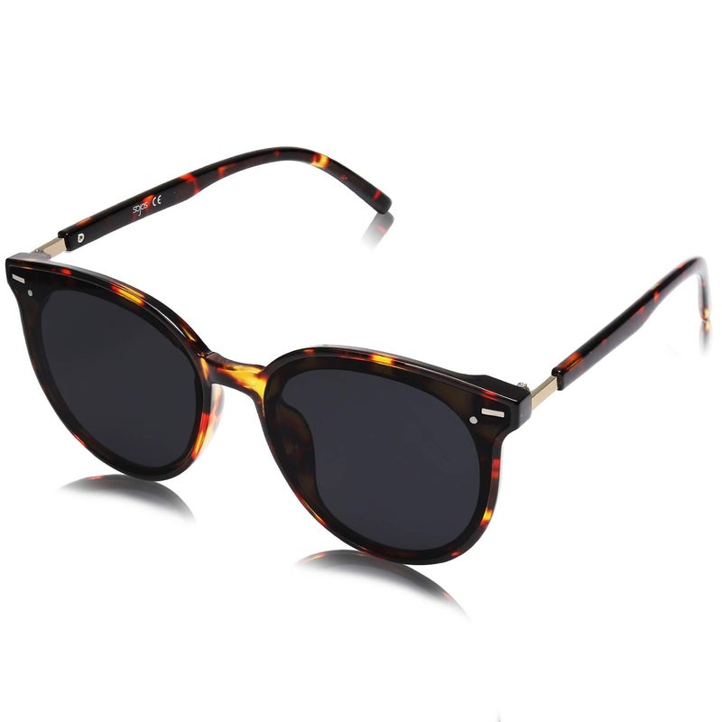 SOJOS Classic Round Sunglasses for Women Men Retro Vintage Large Plastic Frame BLOSSOM SJ2067 with Leopard FrameGrey Lens - Image 2