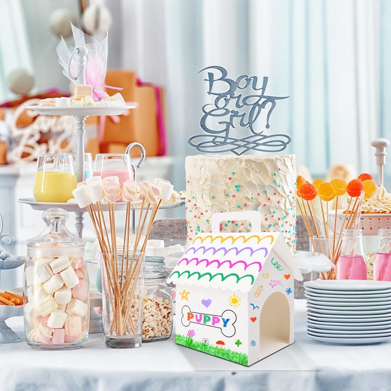 BLSUREFYX 12 PCS Dog Party Favors Boxes 7 x 4.7 x 3.9 Inches Adopt A Puppy Party Favors Boxes Dog House Shaped Treat Gift Boxes for Kids DIY Crafting and Birthday Party Use White - Image 4