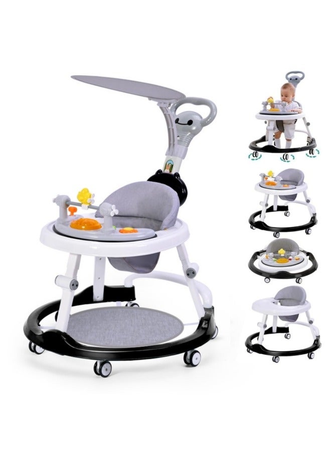 GGEROU Baby Stroller Silent Wheel Anti o-shaped Leg Anti Fall Anti Rollover Walker Assistance Can Sit On A Handcart U-shaped with Music Disc And Foot Pad, Walking Short Push Handle and Adult Long Push Hand  - Image 1