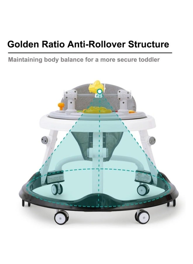 GGEROU Baby Stroller Silent Wheel Anti o-shaped Leg Anti Fall Anti Rollover Walker Assistance Can Sit On A Handcart U-shaped with Music Disc And Foot Pad, Walking Short Push Handle and Adult Long Push Hand  - Image 3