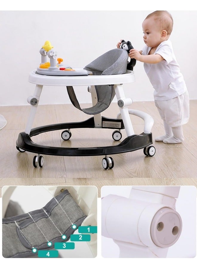 GGEROU Baby Stroller Silent Wheel Anti o-shaped Leg Anti Fall Anti Rollover Walker Assistance Can Sit On A Handcart U-shaped with Music Disc And Foot Pad, Walking Short Push Handle and Adult Long Push Hand  - Image 4