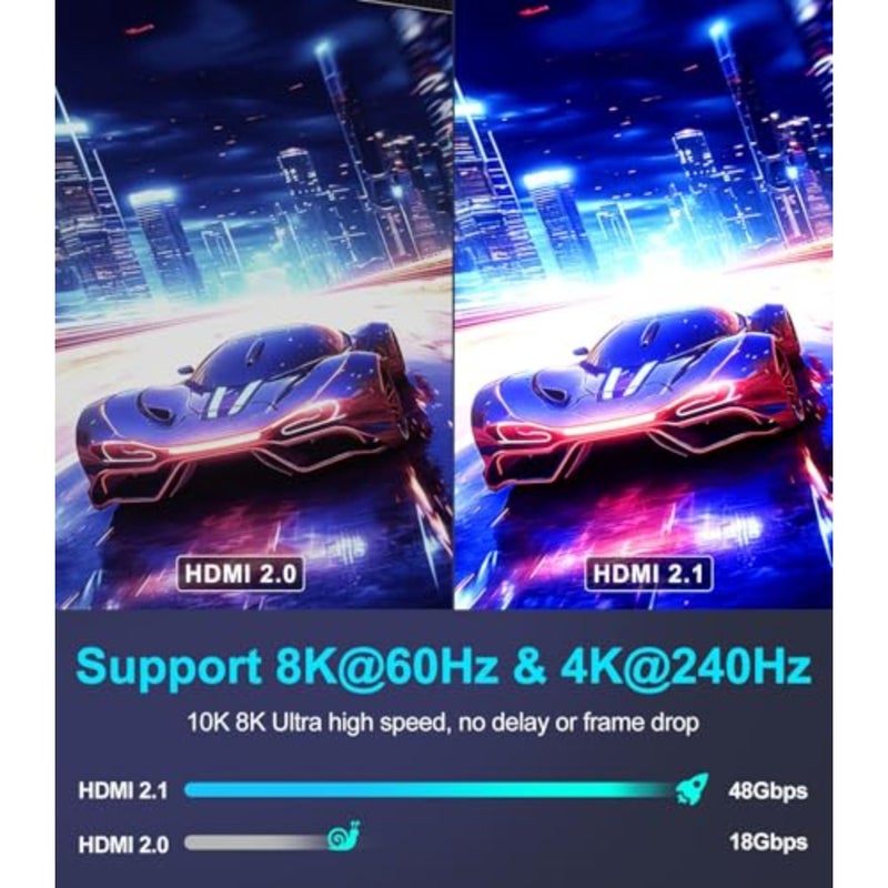 كابل 10K 8K 4K HDMI 2.1، كابل HDMI فائق السرعة 48 جيجابت في الثانية 0.0 ثانية 4K 240 هرتز 165 هرتز 120 هرتز 8K 60 هرتز eARC Netflix HDCP 2.3 2.2 DTS:X HDR10+ شاشة تلفزيون بروجيكتور Roku Sky-Q X-box - Image 4