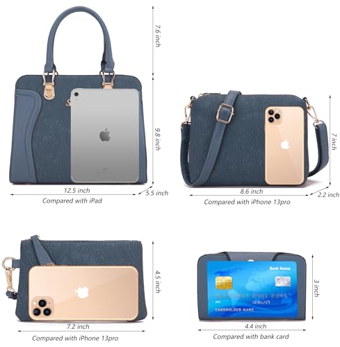 Soperwillton Women's Fashion Handbags Tote Bags Shoulder Bag Top Handle Satchel Purse Set 4pcs - Image 3