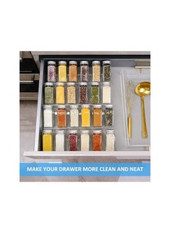 Premium Acrylic Spice Rack – 4-Tier Spice Organizer for Drawer – Durable and Lightweight Spice Rack Drawer Organizer – Adjustable Design – 13.2x 17-inch- Clear 1 Pack