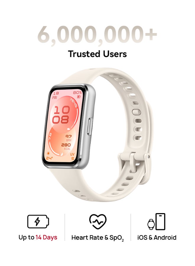 HUAWEI Band 11 Health and Fitness Tracker, Smart Watch, 24/7 Health Intelligence, HRV, Sleep Tracking, Stress Monitor, Emotional Wellbeing, Ultra-Slim, iOS & Android, Up to 14 Days Battery Life White - Image 1