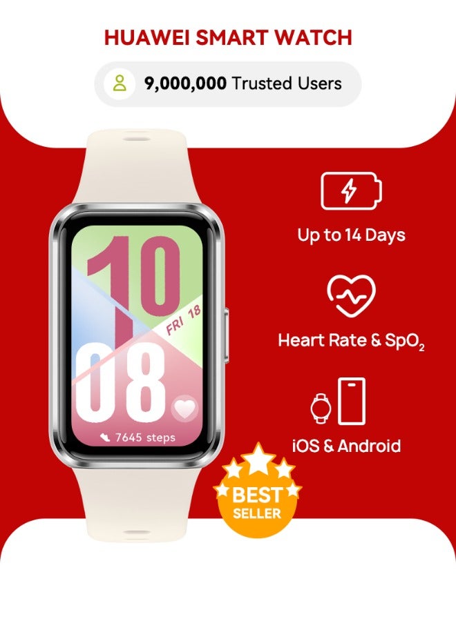 HUAWEI Band 11 Health and Fitness Tracker, Smart Watch, 24/7 Health Intelligence, HRV, Sleep Tracking, Stress Monitor, Emotional Wellbeing, Ultra-Slim, iOS & Android, Up to 14 Days Battery Life White - Image 1