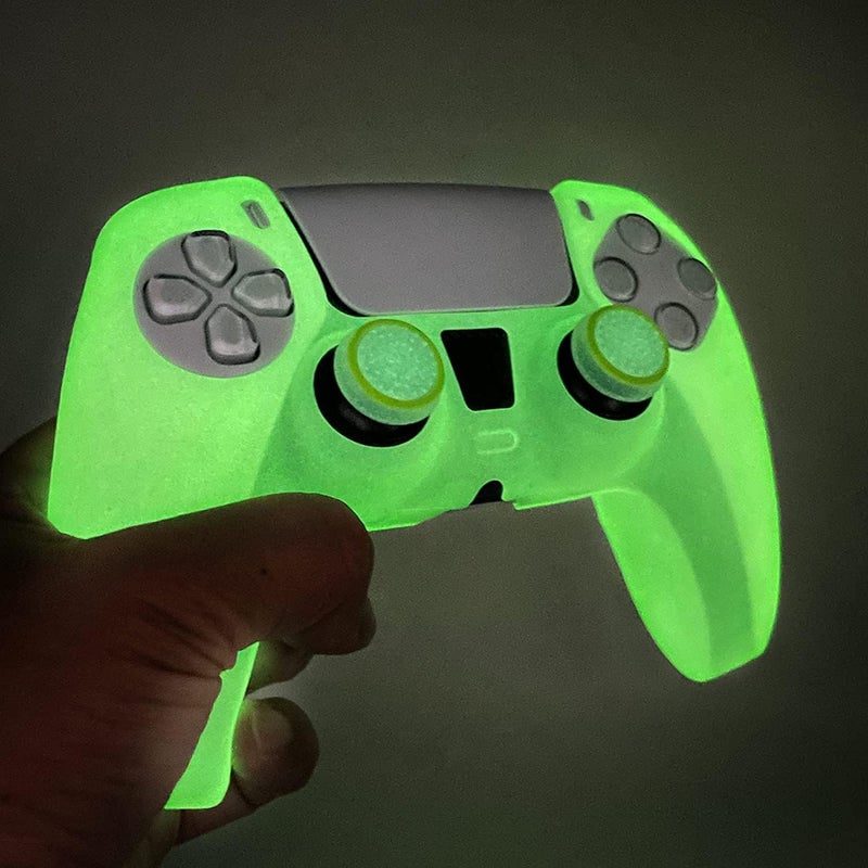 HLRAO Anti Slip Glow in The Dark Protective Silicone Cover Skin Grips Compatible with PS5 Controller,8 PCS Thumb Grips Caps and 2 Grips Caps Glow in The Dark. - Image 2