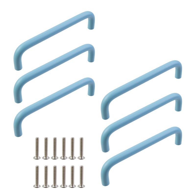 Geesatis Cabinet Pulls Blue Aluminium Alloy Kitchen Drawer Pulls Cabinet HandlesBlue5inch Hole Center - Image 2