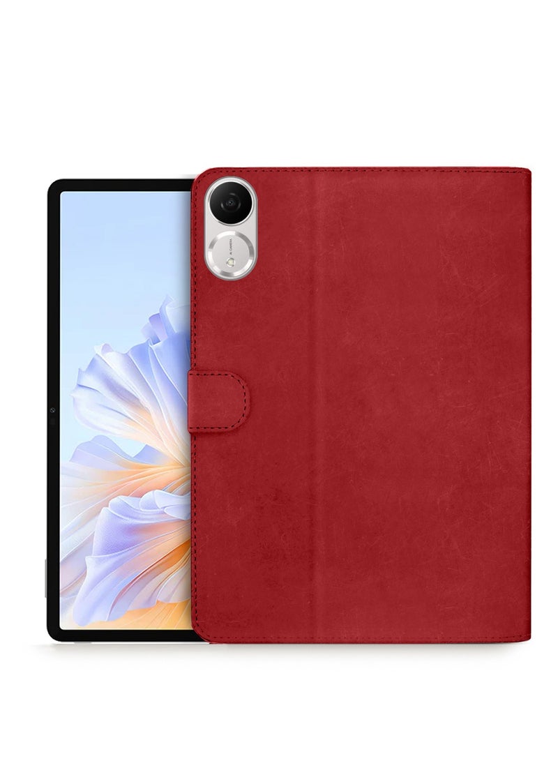 دبليو تيك غطاء Flip Case مغناطيسي بحواف جلدية PU لجهاز Honor Pad V9 11.5 بوصة 2024 (11.5 بوصة) - أحمر - Image 1
