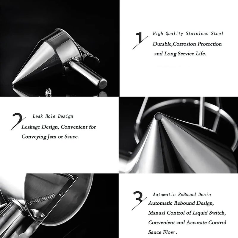 REMICH REMICH Stainless Steel Pancake Batter Dispenser with StandDetachable Handle Pancake Dispenser for TakoyakiBakingCupcakesMuffinsCooking CrepesWaffles Batter DispenserPancake jalebi maker  - Image 3