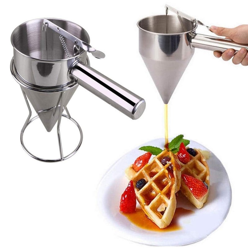 REMICH REMICH Stainless Steel Pancake Batter Dispenser with StandDetachable Handle Pancake Dispenser for TakoyakiBakingCupcakesMuffinsCooking CrepesWaffles Batter DispenserPancake jalebi maker  - Image 5