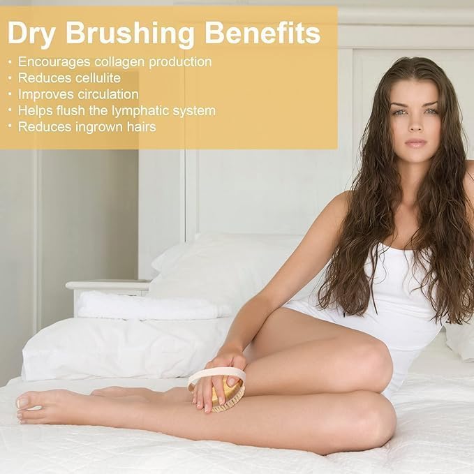 RAGYULA Wooden Bath Brush with Natural Bristles Soft Massaging Nodes Handheld Exfoliator Body Scrubber Wet Dry Brushing for Improving Circulation Removes Dead Skin Comfortable Grip Brush - Image 5