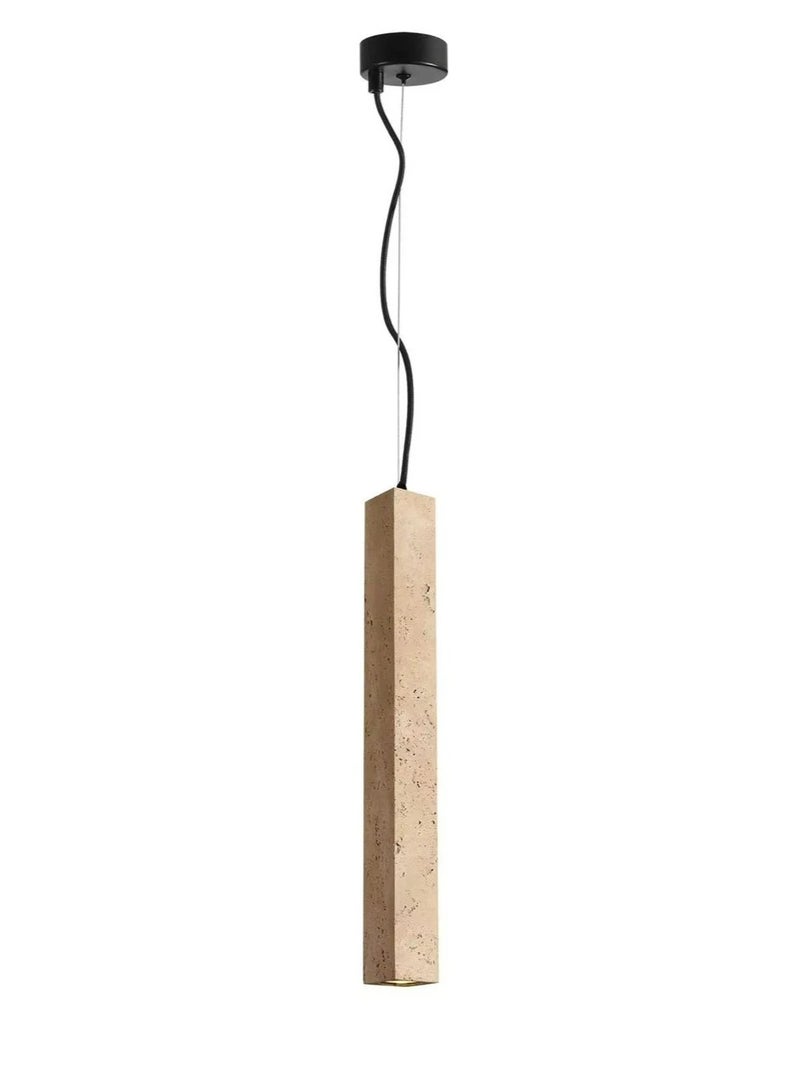 Natural stone cylindrical pendant light, thirty-five centimeters tall, featuring a replaceable G9 bulb for soft, elegant, modern ambient illumination - Image 4
