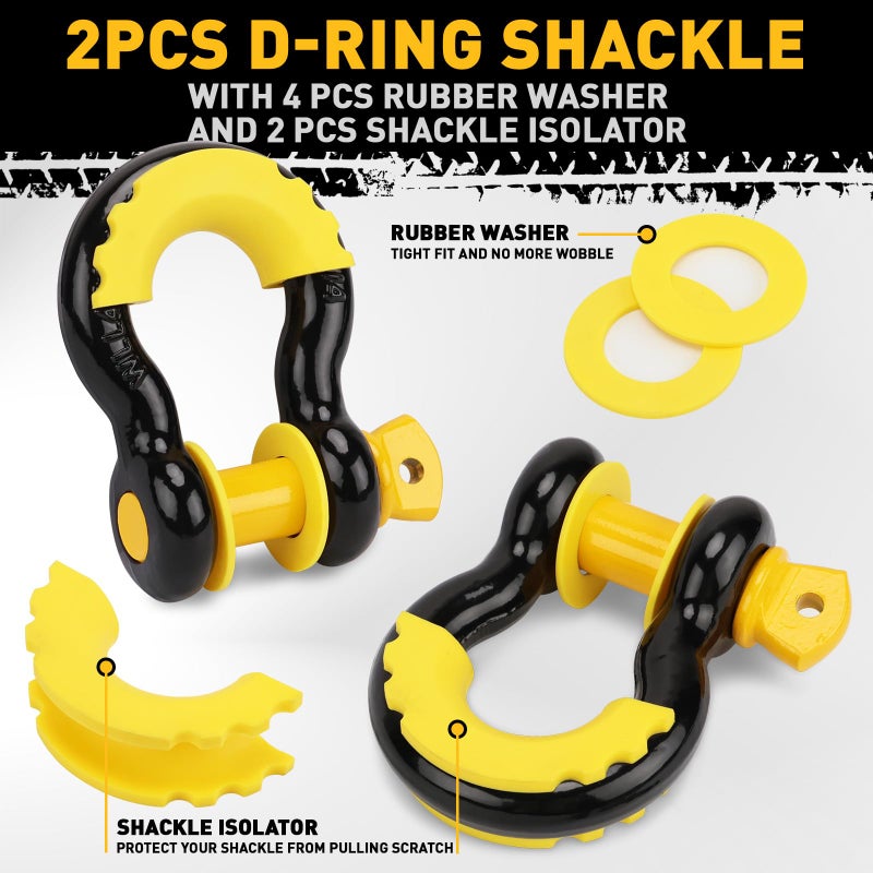 ELEAD Recovery Tow Strap Heavy Duty with Hooks 3" x 30Ft - 36000 LBS Break Strength, 3/4 D Ring Shackles (2pcs), Emergency Recovery Strap Tow Rope for Truck, SUV, ATV Offroad Vehicle - Image 3