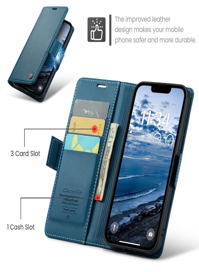 Rerzoiro Case for Apple iPhone 16e, RFID Protection Premium PU Leather Wallet Flip Case Magnetic Stand Shockproof Case Cover for iPhone 16e, Blue - Image 3