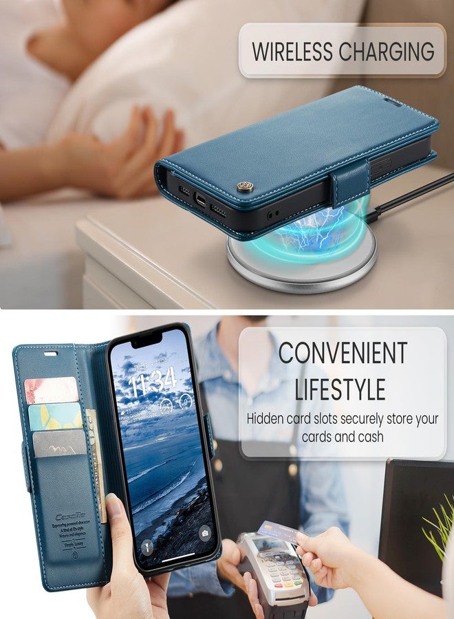 Rerzoiro Case for Apple iPhone 16e, RFID Protection Premium PU Leather Wallet Flip Case Magnetic Stand Shockproof Case Cover for iPhone 16e, Blue - Image 4