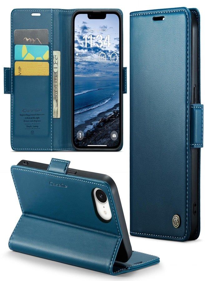 Rerzoiro Case for Apple iPhone 16e, RFID Protection Premium PU Leather Wallet Flip Case Magnetic Stand Shockproof Case Cover for iPhone 16e, Blue - Image 1