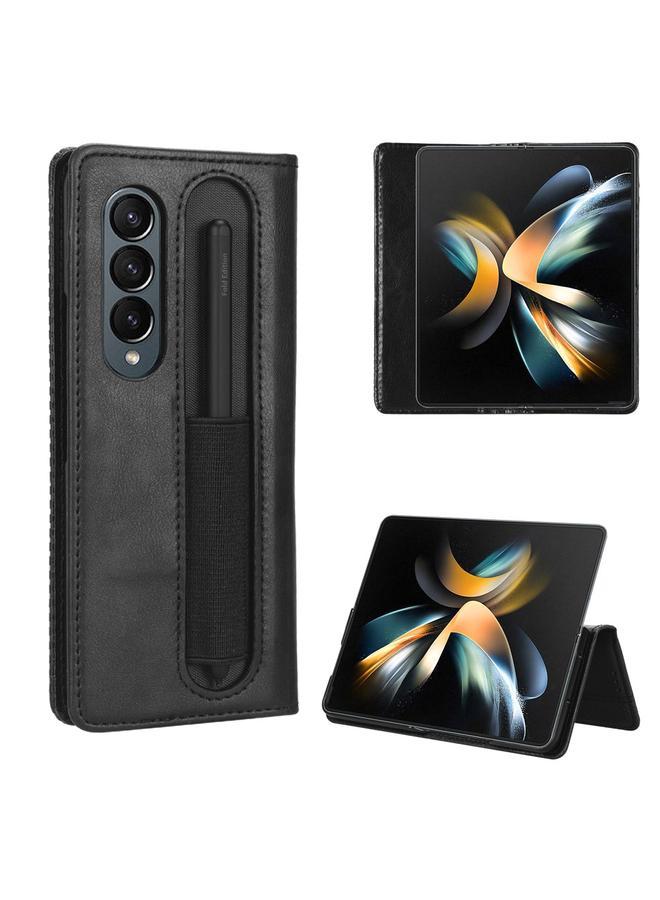 اس-توب جراب لهاتف Samsung Galaxy Z Fold4 5G بمشبك مغناطيسي من الجلد بتصميم كلاسيكي - Image 1