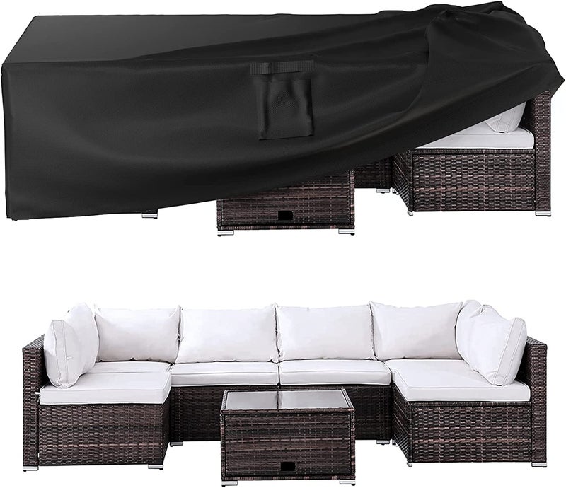 Ruimoy Patio Furniture Covers Outdoor Furniture Cover Waterproof General Purpose Outside Table and Chair Covers Heavy Duty 600D 128 Inch L x 82 Inch W x 28 Inch H