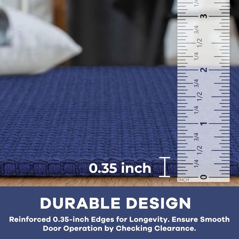 KOZYFLY Rugs for Entryway 3x5 ft Washable Area Rug Non Slip Rubber Backed Entry Rug Woven Indoor Door Mat Cotton Kitchen Rugs Floor Carpet for Entryway, Foyer, Backdoor, Royal Blue/Navy - Image 4