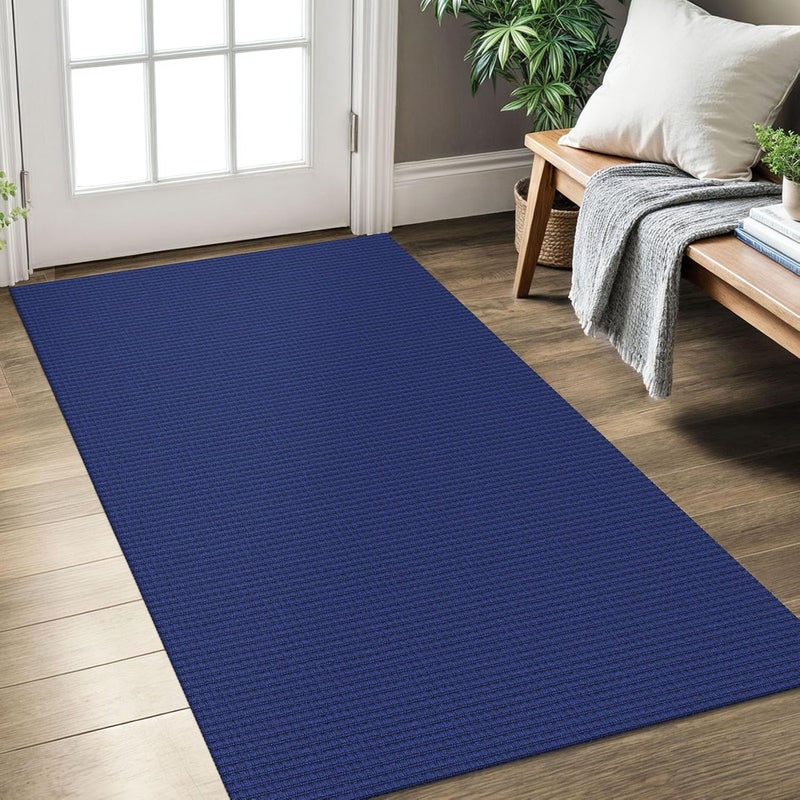 KOZYFLY Rugs for Entryway 3x5 ft Washable Area Rug Non Slip Rubber Backed Entry Rug Woven Indoor Door Mat Cotton Kitchen Rugs Floor Carpet for Entryway, Foyer, Backdoor, Royal Blue/Navy - Image 1
