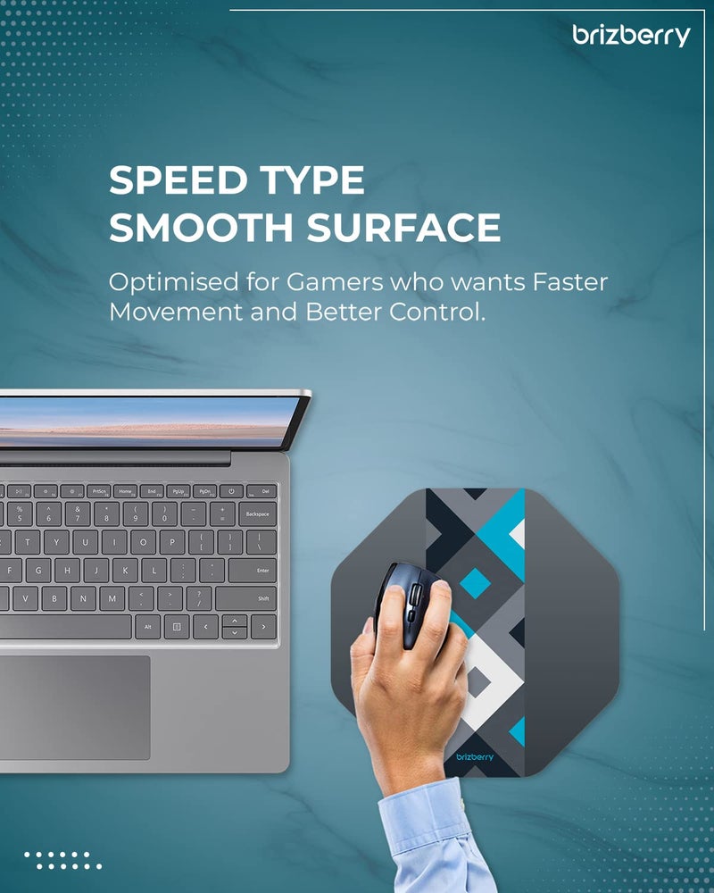 ARTBRIZ ® Brizberry Pro-X2 Mouse Pad, Optimised for Speed and Precision, Premium Anti Skid Rubber Base, for Office Desktop Laptop PC Mac, 240mm x 240mm x 3mm (205O - Pack of 2) - Image 2