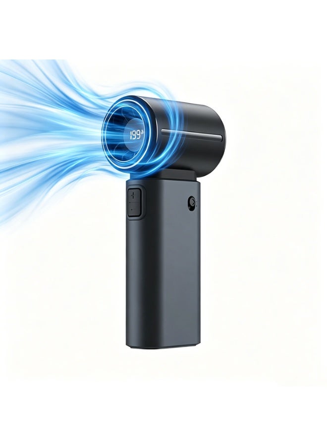 مروحة يدوية محمولة، شاحن USB صغير، بطارية صغيرة 5000 مللي أمبير، مروحة شخصية للمكياج/الرموش، مروحة جيب بخمس سرعات، مناسبة للنساء والرجال، للسفر والتخييم، لون أسود. - Image 1