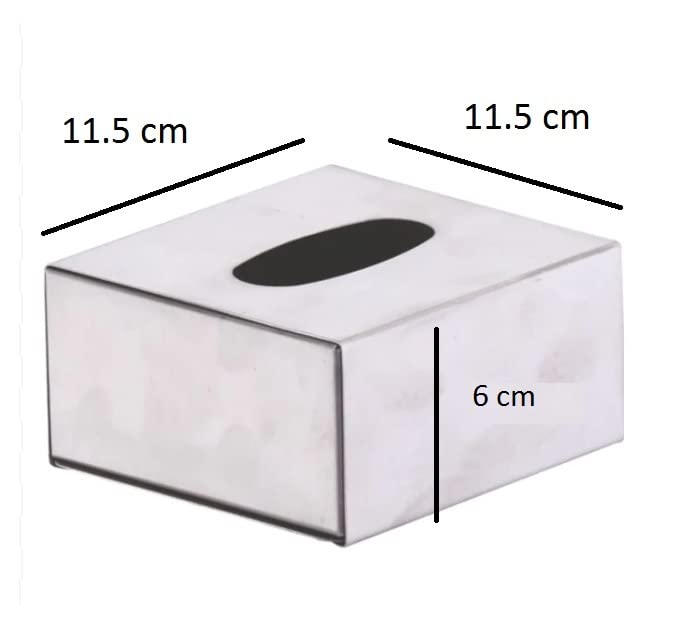 Dynore Stainless Steel Square Shape Tissue Paper Holder Box - Image 2