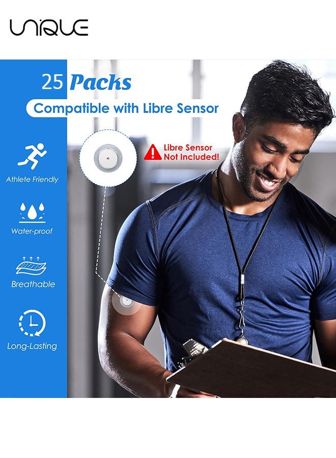 Unique 25 Pack Sensor Covers Compatible with Freestyle Libre 1/2/3,Waterproof CGM Sensor Patches, Glucose Monitor Protector Long Lasting Without Hole - Image 5