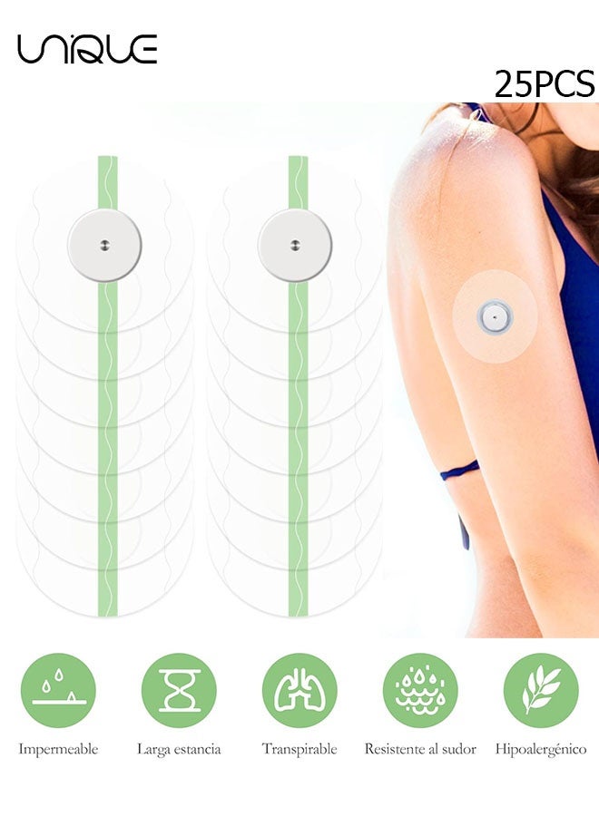 Unique 25 Pack Sensor Covers Compatible with Freestyle Libre 1/2/3,Waterproof CGM Sensor Patches, Glucose Monitor Protector Long Lasting Without Hole - Image 1
