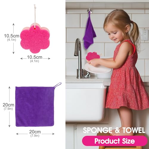 Masthome 8 Pieces Kids Cleaning Set,Wooden Cleaning Toys for Kids Broom Dustpan Mop Brush Duster Rag Sponge and Hanging Stand,Skill Developmental Pretend Play Kit for Toddlers,Children - Image 4