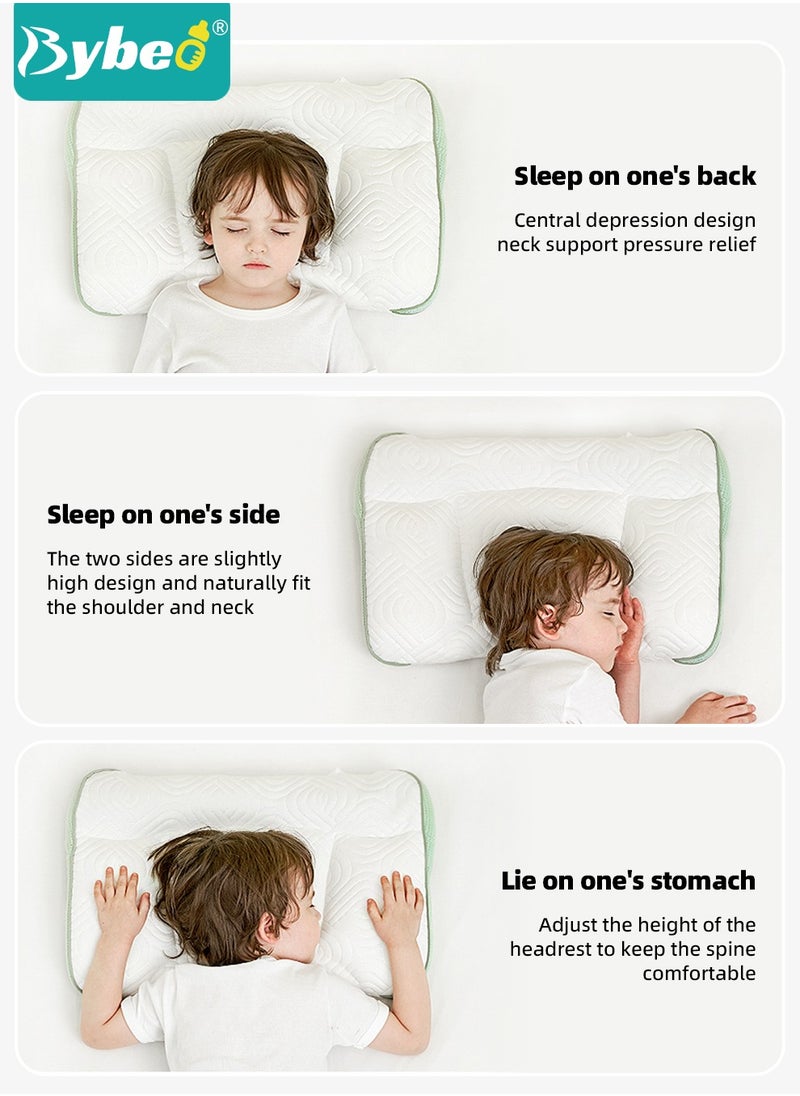 Bybeo - Toddler Pillow for Sleeping,  Kids Pillows with Ergonomic Spine-Protective Design, Ultra Supportive Memory Foam Material, for Babies, Infants, Toddlers, Children, Especially for child aged 6 to 12 - Image 1