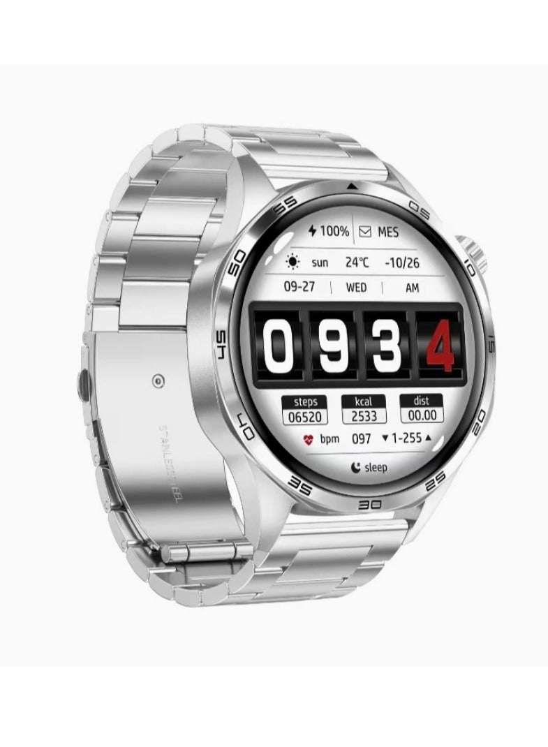 Beauenty Smart Watch GT5 With Bluetooth Calling Function (Answer/Make Calls), Fitness Tracking Watch With Sleep Monitoring Function, Suitable For IPhone/Android, IP68 Waterproof (Silver Silicone + Silver Ste - Image 3