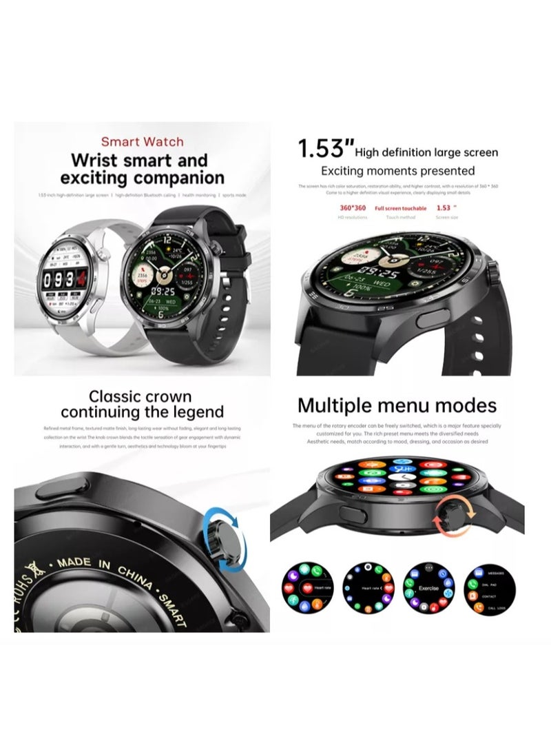 Beauenty Smart Watch GT5 With Bluetooth Calling Function (Answer/Make Calls), Fitness Tracking Watch With Sleep Monitoring Function, Suitable For IPhone/Android, IP68 Waterproof (Silver Silicone + Silver Ste - Image 5