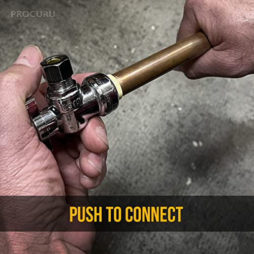 PROCURU [10-Pack] PROCURU PushFit Angle Stop Valve 1/2" Push x 3/8" OD Comp, Quarter-Turn Push-to-Connect Brass Shutoff Valve for Copper, PEX, CPVC, PE-RT, HDPE Pipes, LF Certified Safe (8X8012-11T) - Image 4
