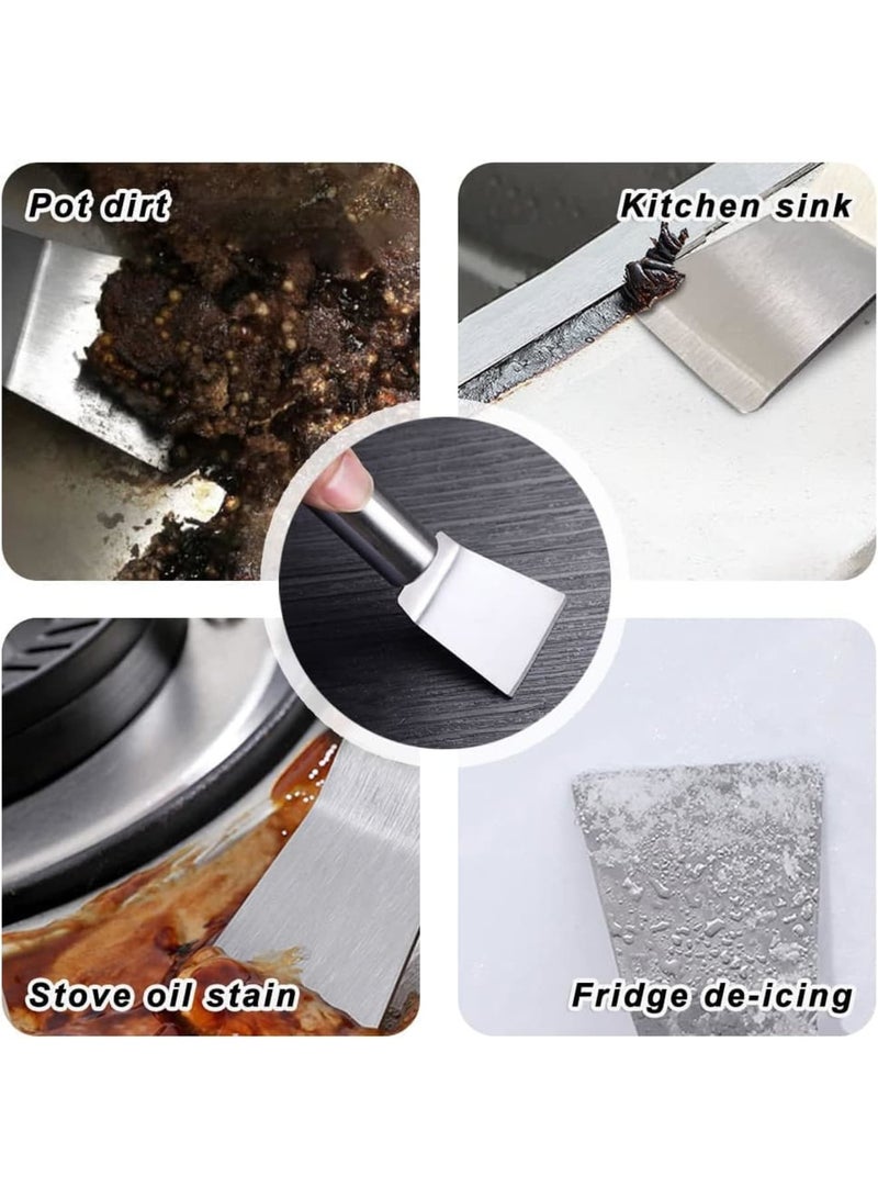SYOSI Kitchen Stove Cleaning Brush and Scraper Tool Set, Heavy Duty Brass Wire Brushes for Range Hood Grease, Stainless Steel Putty Scraper for Gas Burners, Cooktop, Pots & Pans - Image 2