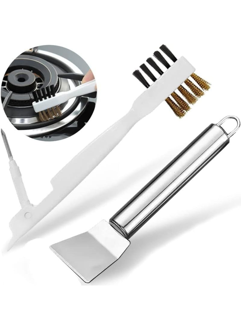 SYOSI Kitchen Stove Cleaning Brush and Scraper Tool Set, Heavy Duty Brass Wire Brushes for Range Hood Grease, Stainless Steel Putty Scraper for Gas Burners, Cooktop, Pots & Pans - Image 1