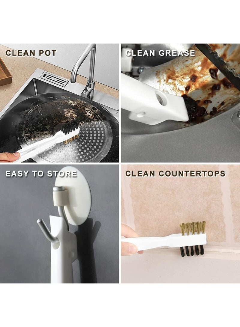 SYOSI Kitchen Stove Cleaning Brush and Scraper Tool Set, Heavy Duty Brass Wire Brushes for Range Hood Grease, Stainless Steel Putty Scraper for Gas Burners, Cooktop, Pots & Pans - Image 4