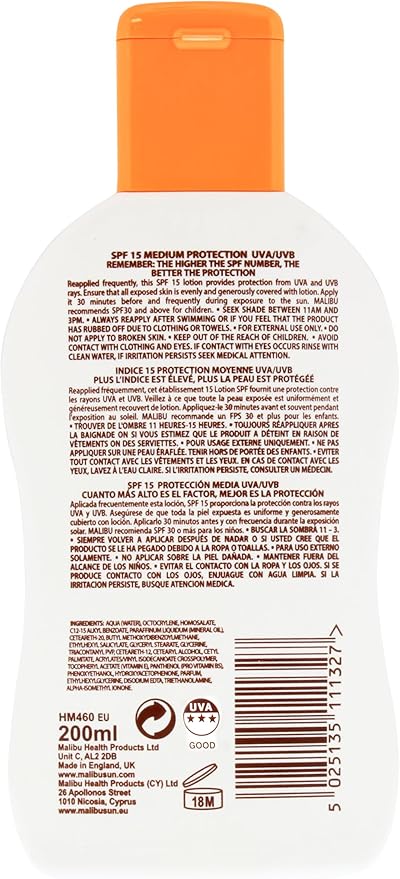 Malibu لوسيون ماليبو صن SPF 50 حماية عالية جداً كريم واقي من الشمس مقاوم للماء مستخلص فيتامين E و الألوة فيرا 100 مل - Image 2