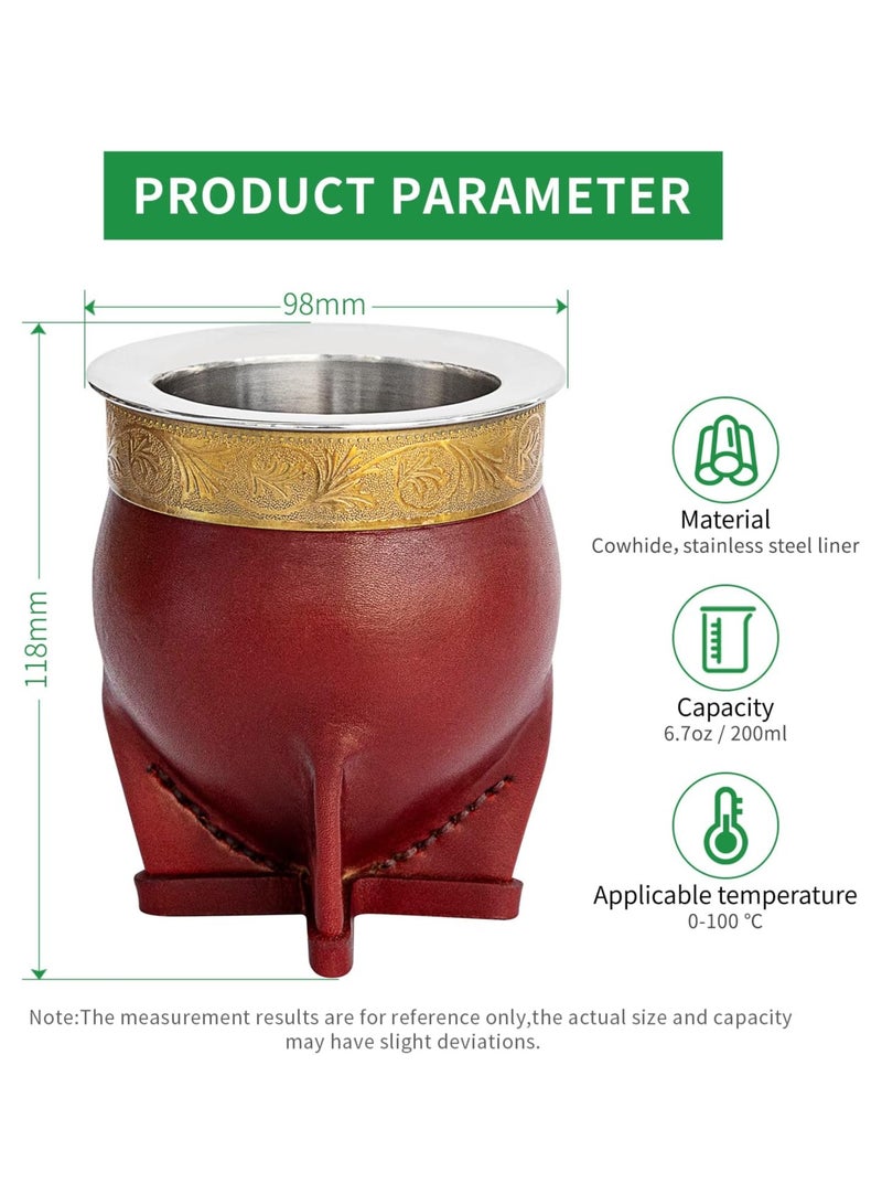 كوبرو كوب شاي يربا ماتي الأرجنتيني مع قشة، كوب شاي القرع، بومبيلا ماتي (قشة)، فرشاة تنظيف - Image 4
