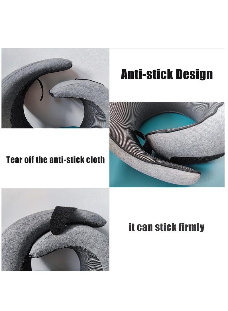 وسادة سفر للرقبة، وسادة سفر من رغوة الذاكرة مع أقنعة عين وسدادات أذن للطائرات والسيارات والسفر للراحة أثناء النوم (وردي) - Image 2
